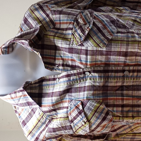 Flannel look button up pearl snap shirt sz. - Picture 2 of 7